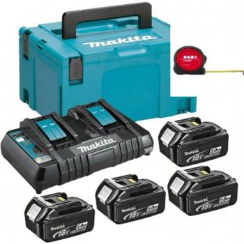 Makita Батерия за електроинструменти Li-Ion комплект 18 V, 5 Ah, 4 х BL1850B, DC18RD Makita MKP3PT184