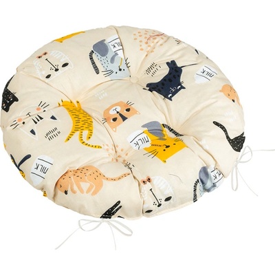 Bellatex Adéla prošívaný kulatý 40 cm Kočka žlutá, béžová, černá, šedá – Zboží Dáma