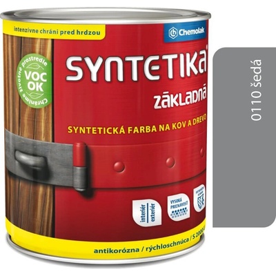 SYNTETIKA S 2000 U Základná antikorózna farba na kov 4,5L 0199 čierna