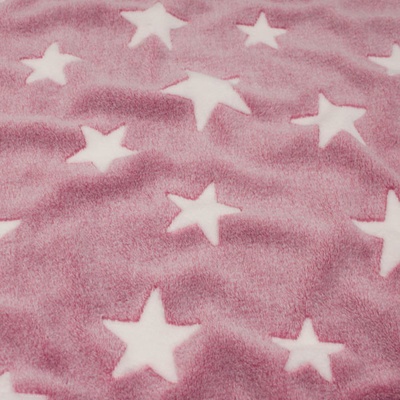 Fleece růžový, bílé hvězdy, š.145