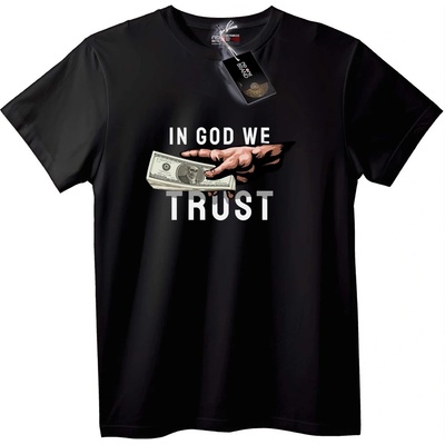 NOONEBRAND Тениска На Бог се доверяваме, парите - 2XL, White
