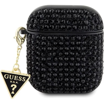 Guess калъф за AirPods 1/2 черен Rhinestone Triangle Charm (GUA2HDGTPK)