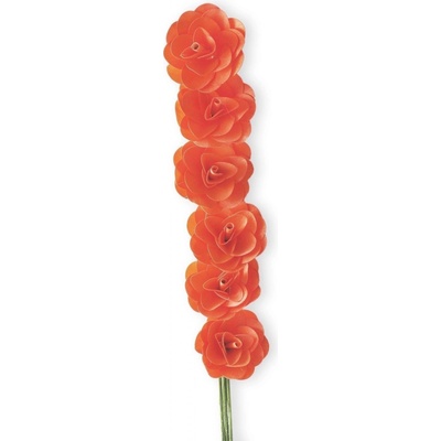 Deco růže dřevo 6ks/7cm oranž