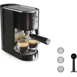 Krups Virtuoso+ Espresso Machine, 15 bar pump pressure, 3 crema filters, stainless steel steam nozzle, intuitive control panel, rotary knob, including dosing spoon and tamper, Black/Stainless Steel, XP444G Електрически кани