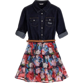 Image 1 of Guess Комбинирана рокля с деним и тюл на цветя за момиче Guess