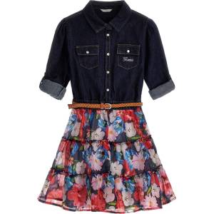 Guess Комбинирана рокля с деним и тюл на цветя за момиче Guess