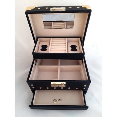 Malina šperkovnice s cvoky kůže černá