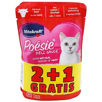 Vitakraft Poesie Пауч за котки- 2 бр. с Говеждо месо +1 бр. Пилешко филе - ПРОМОКОМПЛЕКТ 3 бр