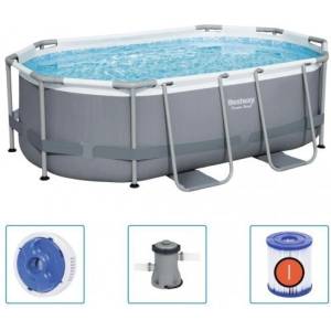 Bestway Овален басейн Bestway Steel Pro MAX 5614A, 305 х 200 х 84 см с филтърна помпа