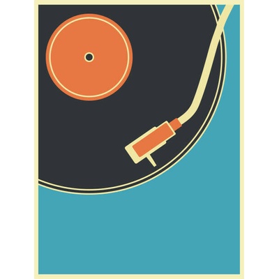 Plagát, Obraz - Retro Music Vintage Turntable Poster in, Youst, 30 × 40 cm