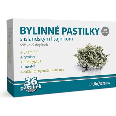 MedPharma Bylinné pastilky bez cukru s islandským lišajníkom 36 pastiliek