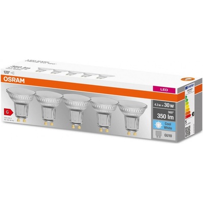 Osram Sada LED žiaroviek reflektor, 4,3 W, 350 lm, neutrálna biela, GU10, 5 ks