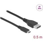 Delock Кабел Delock 86037, от USB-C(м) към DisplayPort(м), 0.5m, черен, 8K@60Hz (DELOCK-86037)