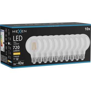 Mexen Vintis 10x LED филаментна крушка E27, G80, 6W, топла - 2700K, 720 lm, прозрачна (L155-E27-0627-00x10)