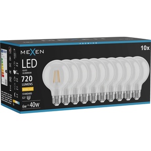 Mexen Vintis 10x LED филаментна крушка E27, G80, 6W, топла - 2700K, 720 lm, прозрачна (L155-E27-0627-00x10)