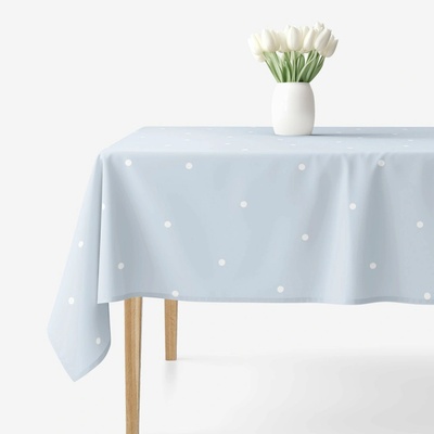 Goldea hranatý ubrus 100% bavlněné plátno puntíky na nebesky modrém 100 x 140 cm