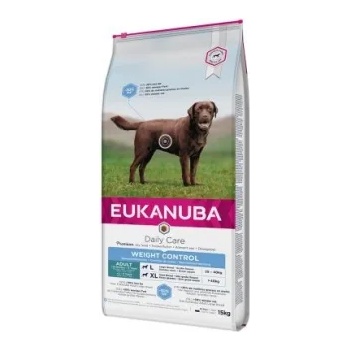 EUKANUBA Daily Care Large Weight Control - Балансирана суха храна за израснали кучета от едри породи склонни към напълняване с пилешко и пуешко месо, 15 кг