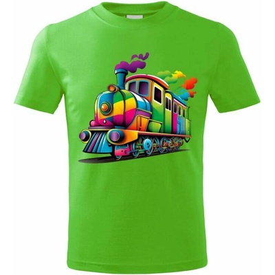 dětské tričko s lokomotivou vlakem zelené vzor č. 28 – Zboží Dáma