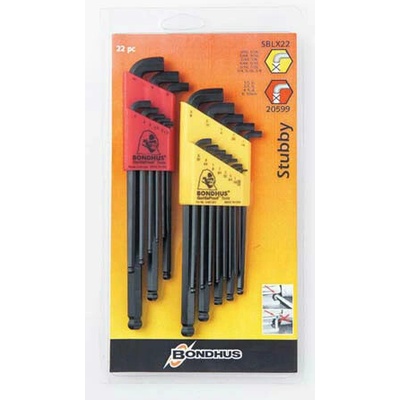 Bondhus SBLX22 20599 Kľúč L 1.5-10 + .050-3/8 mm/" imbus s guličkou 22- dielna sada