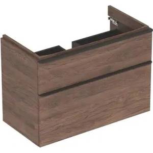 Geberit Долен шкаф Geberit Smyle Square за стенен умивалник, орех, 2 чекмеджета, 89 см (500.354.JR.1)