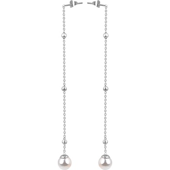 Troli Dlhé oceľové náušnice s perličkou VEDE0141S-PE