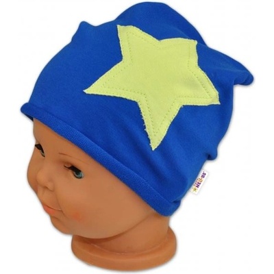 Baby Nellys Bavlnená čiapočka s hviezdou tm. modrá