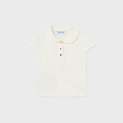 MAYORAL Тениска с яка къс ръкав мръсно бяло за бебе момиче Mayoral с копчета