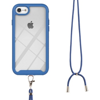 Pouzdro AppleMix Apple iPhone 6 / 6S / 7 / 8 / SE (2020) / SE (2022) - odolný - šňůrka - plastový / gumový - modré