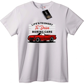 NOONEBRAND Тениска Животът е прекалено кратък за скучни коли - S, Black