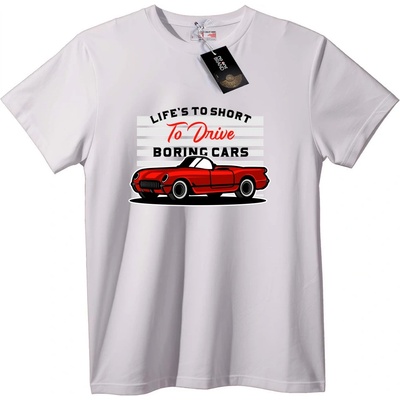 NOONEBRAND Тениска Животът е прекалено кратък за скучни коли - S, Black