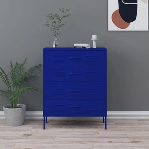 vidaXL Шкаф с чекмеджета, нейви синьо, 80х35х101, 5 см, стомана (336199)