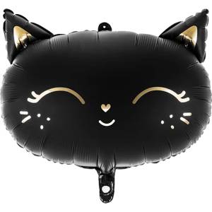 PartyDeco Балон от фолио черно-златна котка 48х36см