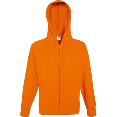 Fruit of the Loom Lehká mikina se zipem a kapucí oranžová