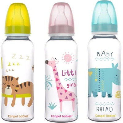 Canpol babies lahev s potiskem Afrika růžová 250ml