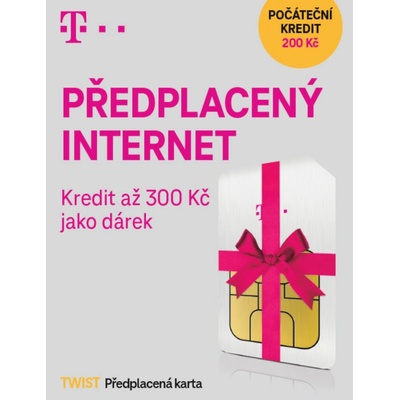 SIM s kreditem T-mobile 200 Kč + 100 Kč Twist Online Internet Množství: 50 ks (49 Kč/kus)