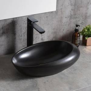 Inter Ceramic Мивка за баня ICB 493B, монтаж върху мебел, порцелан, черен, 49x31x14.5см (493B)