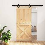 vidaXL Преплъзваща се врата Естествено и черно 90 x 210 cm (3445076)