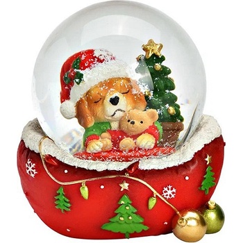 WURM Снежен глобус куче с мече, червен (1450)