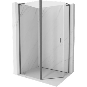 Mexen Mist L асиметрична петостранен душ кабина 90x80 см прозрачна в цвят gun (8A8L-090-080-66-00)