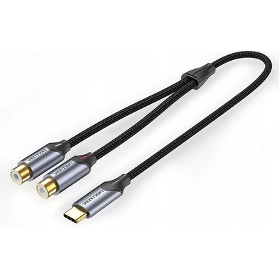 Vention Преходник Vention BGVHD, от USB-C(м) към 2x RCA(ж), 0.5m, черен (BGVHD)