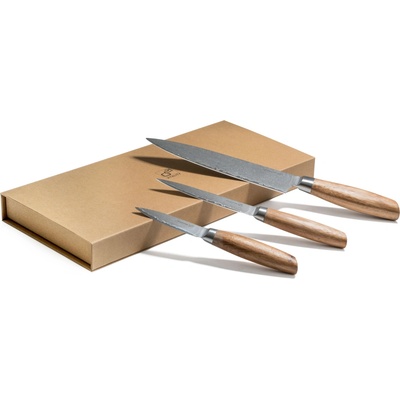 G21 Gourmet Damascus Sada nožů small box 3 ks rukojeť zebrawood