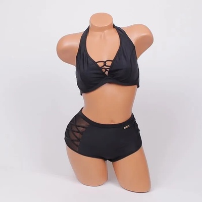 Стилен бански в черен цвят с висока талия - чашка С