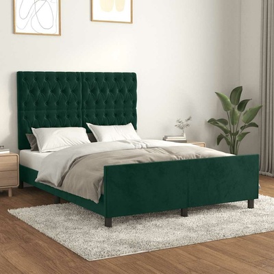 zahrada-XL 3125943 Rám postele bez matrace tmavě zelená samet