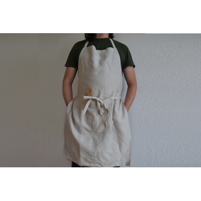 E-len Lněná kuchyňská zástěra přírodní režná