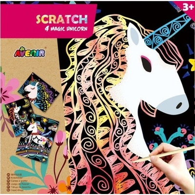 Škrabací obrázky 4ks Jednorožec