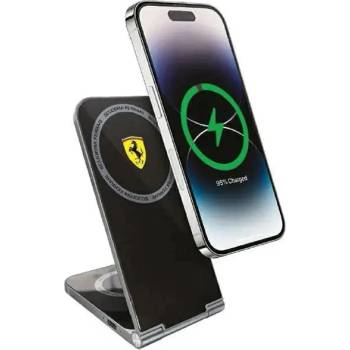 Ferrari 2в1 индуктивно зарядно устройство Ferrari Printed Logo MagSafe, 15W, сгъваемо, черно