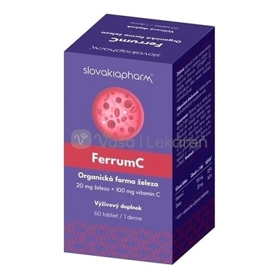 Slovakiapharm FerrumC železo 20 mg + vitamín C 100 mg 60 tabliet