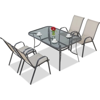 Garden Point Modena étkezőgarnitúra világosszürke, 4 személyes (GAP171-4)