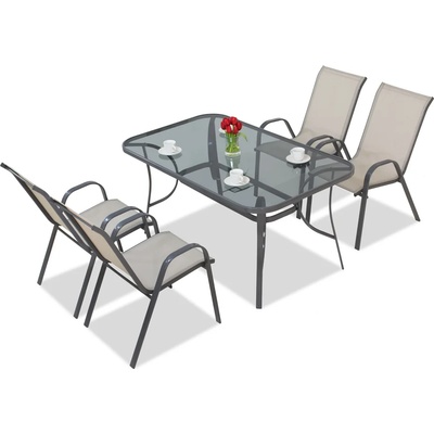 Garden Point Modena étkezőgarnitúra világosszürke, 4 személyes (GAP171-4)