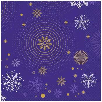 Image 1 of GoDan Коледни салфетки тъмносини Снежинки 33х33 см 20 бр